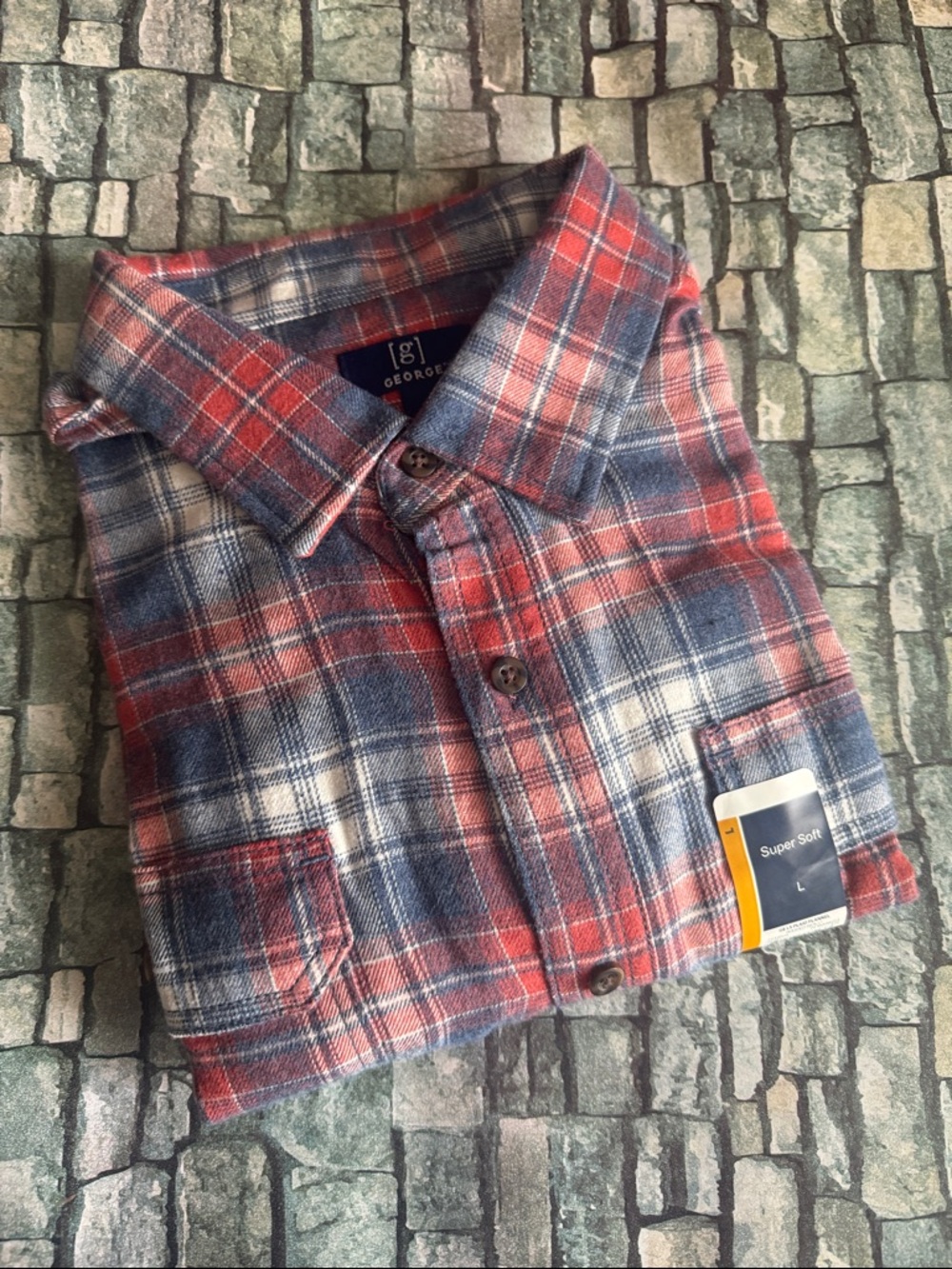 George Plaid Flannel Sz L
